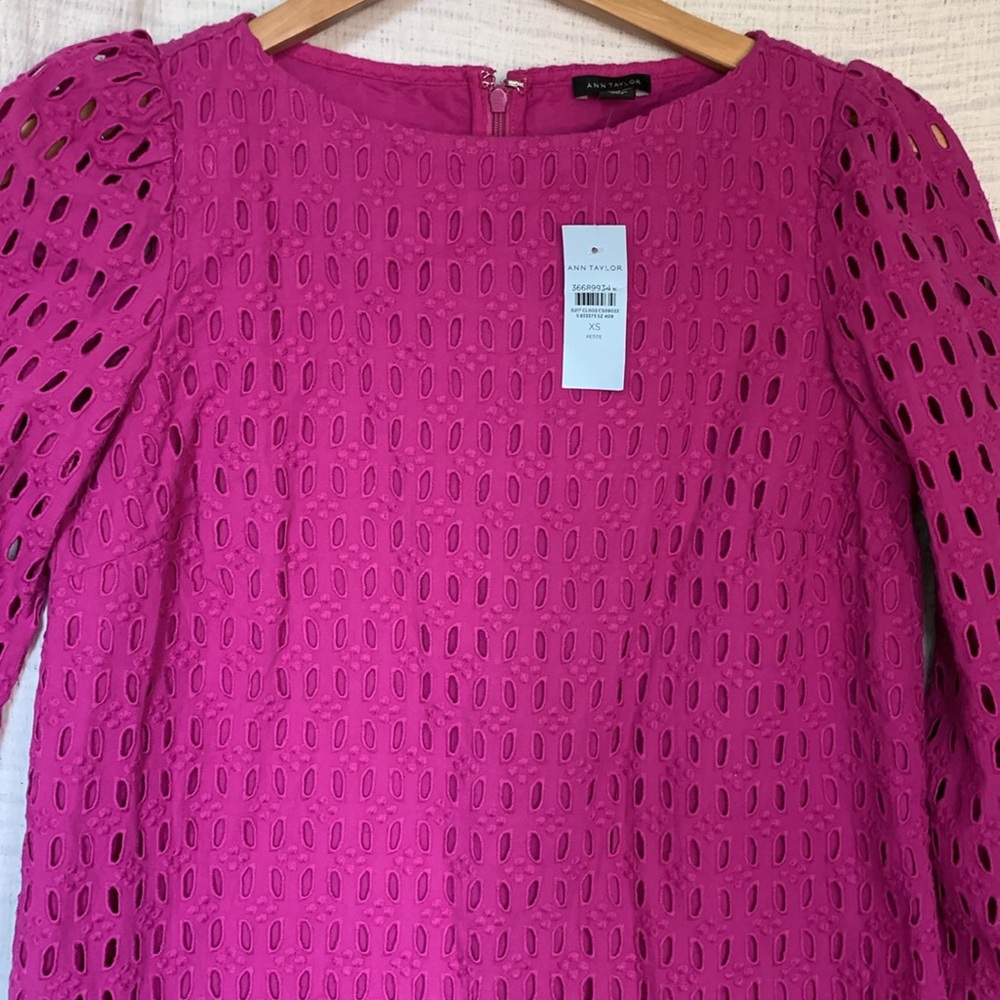 NWT, Ann Taylor Pink Eyelet Sheath Dress